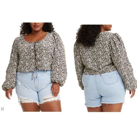 Levi’s Trendy Plus Size Embry Tie Blouse, Black, 2X - Picture 1 of 12